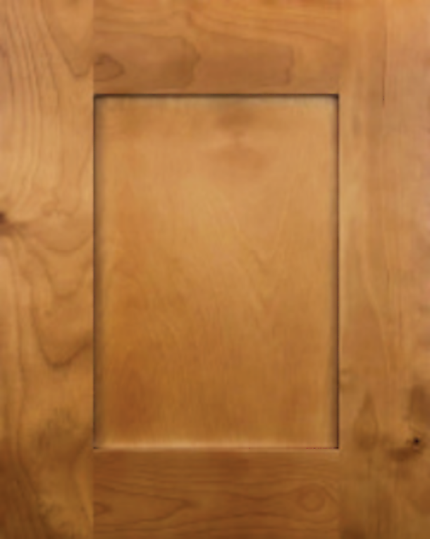 Shaker-style door in warm Natural Maple, featuring a recessed central panel and glossy finish. Crafted from durable wood, its timeless design and inviting shade make homes feel cozy and elegant.